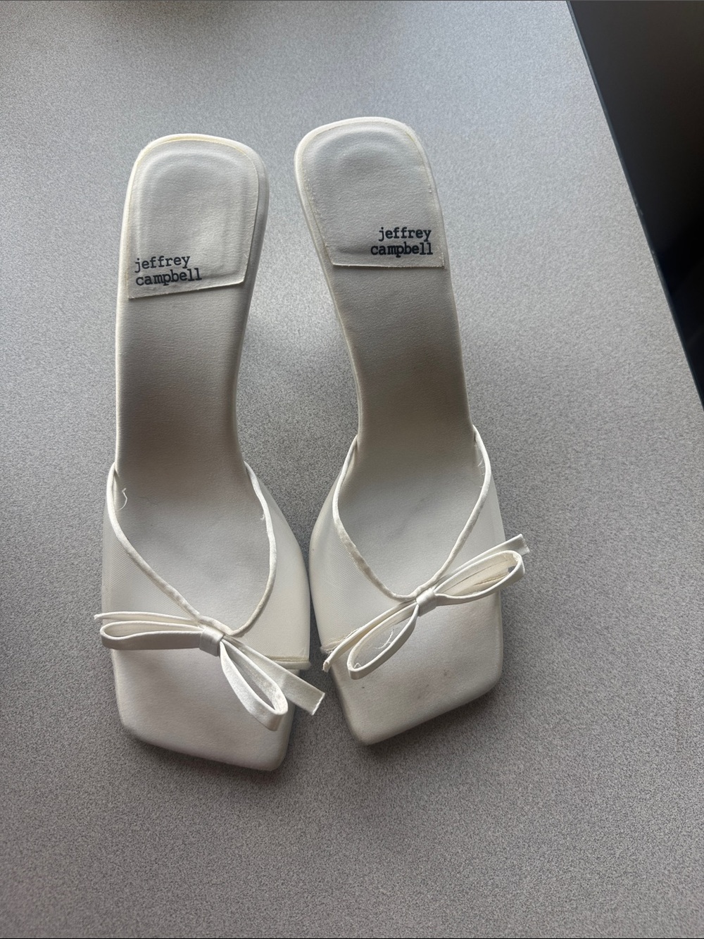 Jeffrey Campbell Ivory Satin Bow Slide Mules - Picture 5 of 5